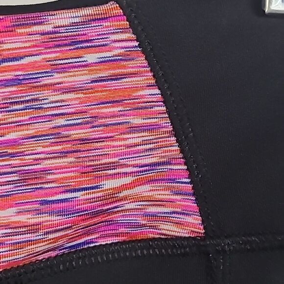 Women's Legging Capri Black & Pink Space Dye Crop Yoga Pant Workout Activewear - Picture 6 of 9